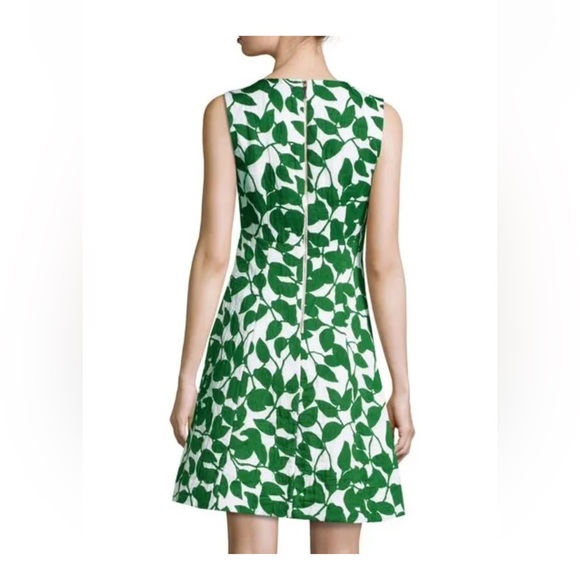 Kate Spade Quilted Garden Leaves Pique A-Line Dress, Green, Size 2! - Picture 4 of 10